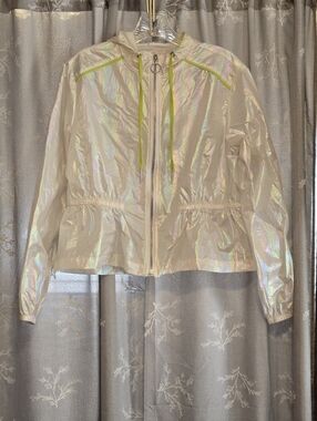 Candie's Iridescent White Windbreaker/ Raincoat Style Jacket Size Medium